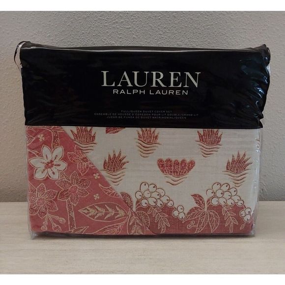 Ralph Lauren ISLA FLORAL Pink 100% Cotton Full Queen Duvet Cover Set - Picture 1 of 10